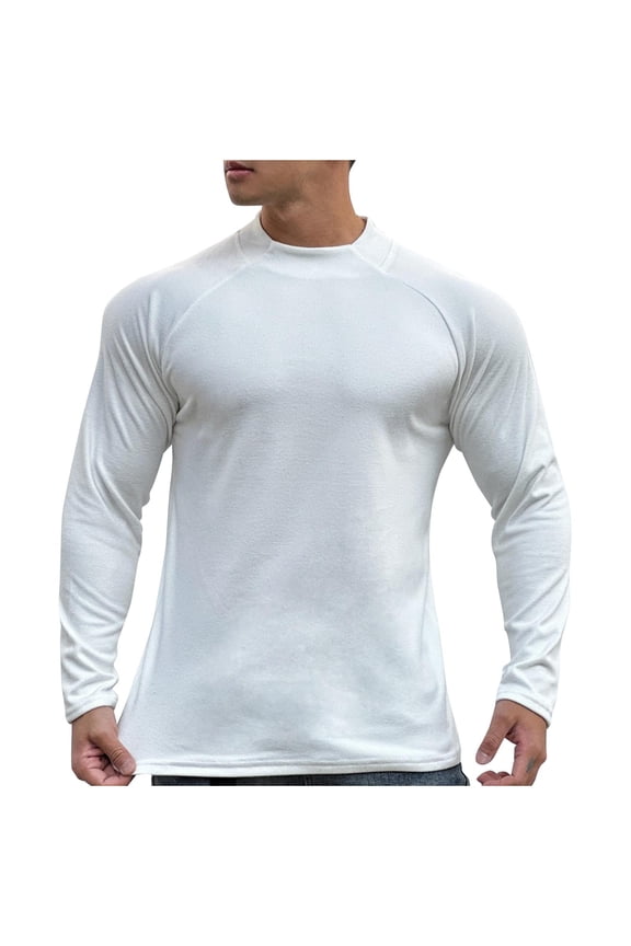 Mens Workout Tee Mock Neck Pullover Long Sleeve Running Sport Shirt Base Layered Undershirts