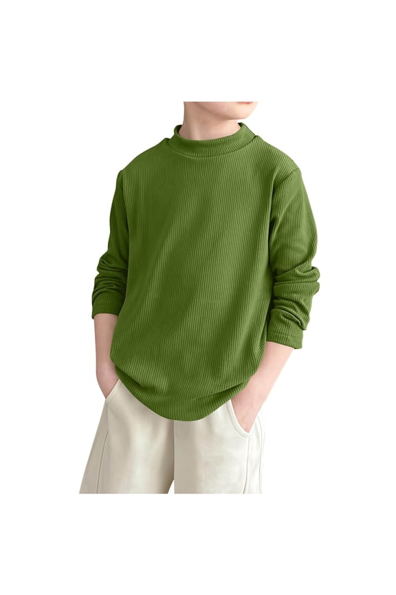 Mock Neck Shirts for Kids Boys Long Sleeve Thermal Turtleneck Pullover Fall Winter Warm Undershirts