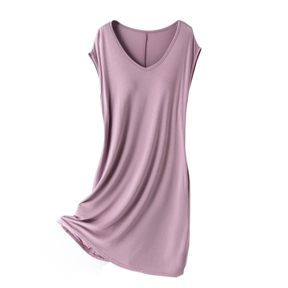 yillto Nighgown for Womens Sleeveless Loose V Neck Nightshirts Soft Comfy Lounge Sleepwear Nightdress