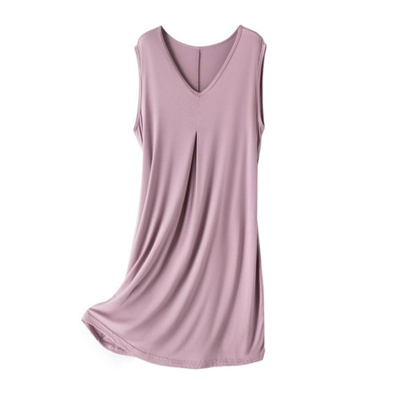 yillto Nightgown for Women's Sleeveless Loose Loungewear Sleepwear Dress Soft Comfy V Neck Nightshirts