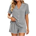 thumbnail image 1 of yillto Pajamas Set for Women Short Sleeve Sleepwear Button down Pjs Soft 2 Piece Shorts Loungewear Sets, 1 of 6