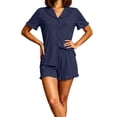 thumbnail image 1 of yillto Pajamas Set for Womens Button down Short Sleeve Tops and Shorts Cute Ruffled Pjs Sets Sleepwear, 1 of 5