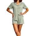 thumbnail image 1 of yillto Pajamas Set for Womens Button down Short Sleeve Tops and Shorts Cute Ruffled Pjs Sets Sleepwear, 1 of 5