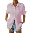 thumbnail image 1 of yillto Plus Size Button down Shirts for Womens Short Sleeve Loose Shirts with Pockets Causal V Neck Collared Tee, 1 of 6