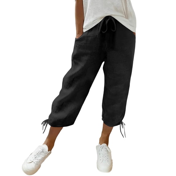 yillto Plus Size Capri Pants for Women Casual Straight Pants Summer Trendy Loose Shorts with Pockets