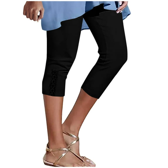 yillto Plus Size Capri Pants for Women Elastic Waist Straight Shorts 2024 Casual Loose Workout Shorts