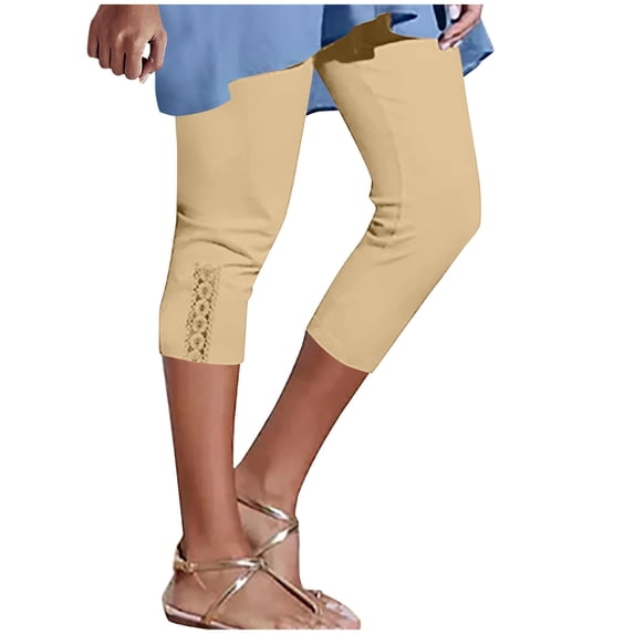 yillto Plus Size Capri Pants for Women Elastic Waist Straight Shorts 2024 Casual Loose Workout Shorts