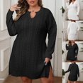 thumbnail image 1 of yillto Plus Size Dress for Womens Knit Long Sleeve Oversized Sweaters Baggy Pullover Fall Winter Fashion Outfits, 1 of 4