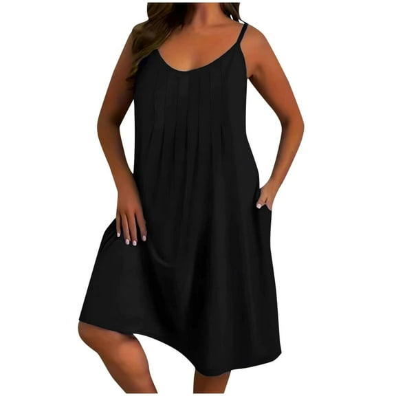 yillto Plus Size Dress for Womens Spaghetti Strap V Neck Flowy Sundress Sleeveless Cami Cover ups
