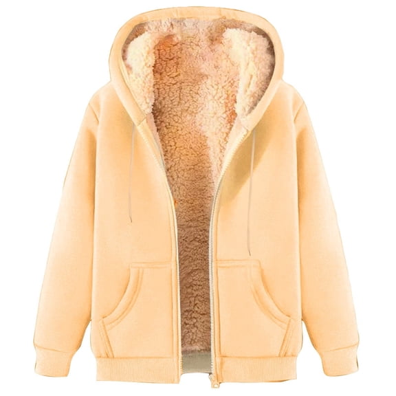 yillto Plus Size Fleece Coat for Women Thick Warm Sherpa Fuzzy Lined Hoodie Zip up Sweatshirts Coat with Pockets