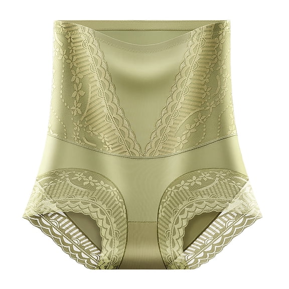 yillto Plus Size Lace Underwear for Women High Waist Shapewear Panties Ladies Stretch Full Coverage Briefs