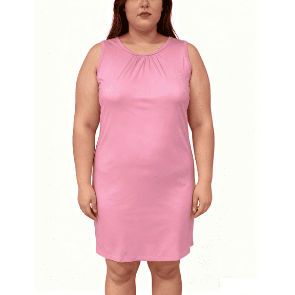 yillto Plus Size Nightgown for Womens Sleeveless Crew Neck Loose Nightdress Sleepwear Comfy Night Gowns