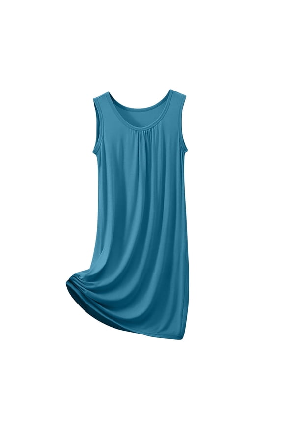 Plus Size Nightgown for Womens Sleeveless Crew Neck Loose Nightdress Sleepwear Comfy Night Gowns