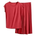 thumbnail image 1 of yillto Plus Size Pajamas Sets for Womens Sleeveless Tops Sleepwear Loose Pajamas Capris with Pockets, 1 of 3