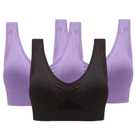 yillto Plus Size Sport Bra for Womens Seamless Comfortable Gym Workout Bras Yoga Hiking Bra 3 Pack