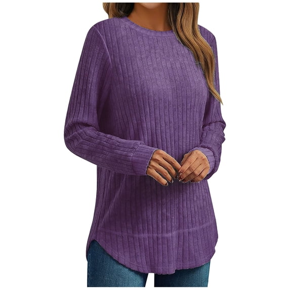 yillto Plus Size Sweaters for Women's Long Sleeve Ribbed Blouse Lightweight Knit Fall Sweater Tops S-5XL