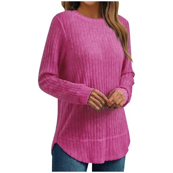 yillto Plus Size Sweaters for Womens Long Sleeve Ribbed Blouse Lightweight Knit Fall Sweater Tops S-5XL