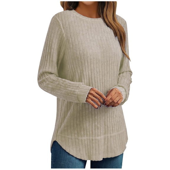 yillto Plus Size Sweaters for Womens Long Sleeve Ribbed Blouse Lightweight Knit Fall Sweater Tops S-5XL