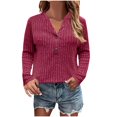 thumbnail image 1 of yillto Plus Size Sweaters for Womens V Neck Buttons Long Sleeve Ribbed Top Knit Dressy Tunic Blouse Clothes, 1 of 6