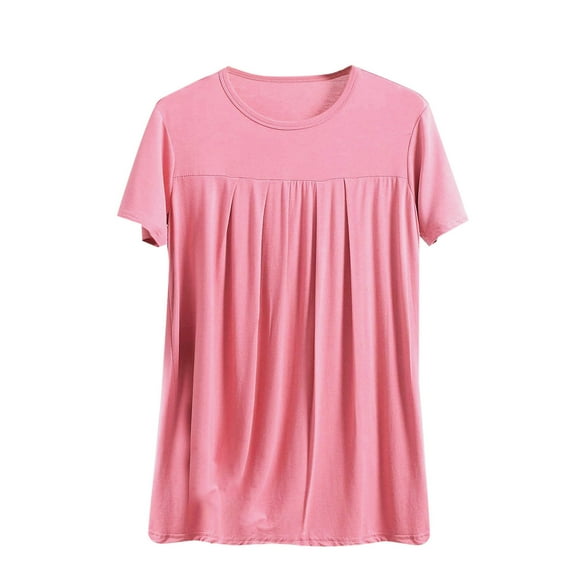 yillto Plus Size Top for Womens Loose Short Sleeve Soft Pjs Shirts Summer Crew Neck Casual Tees