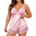thumbnail image 1 of yillto Plus Size Women Cami Pjs Set Short and Sleeveless V Neck Camisoles Sleepwear Summer Soft Pajamas Lounge Sets, 1 of 7
