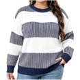 thumbnail image 1 of yillto Plus Size Women Sweater Color Block Striped Fashion Crew Neck Pullover Knit Loose Sweaters, 1 of 6