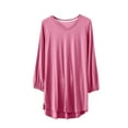 thumbnail image 1 of yillto Plus Size Women's Tunic 3/4 Sleeve Clothes Top V Neck Pleated Blouse Flowy Long Shirts XL-5XL, 1 of 3