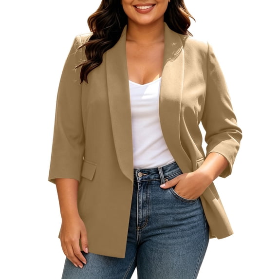 yillto Plus Size Womens Blazer Jacket Casual Work Office Long Sleeve Button Front Cardigan Suit Jackets