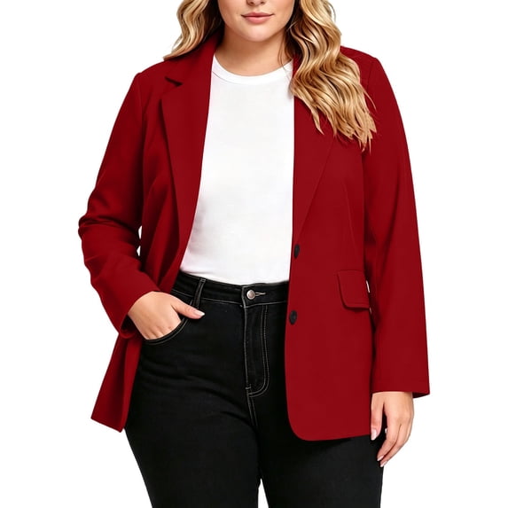yillto Plus Size Womens Blazer Jacket Casual Work Office Long Sleeve Button Front Cardigan Suit Jackets