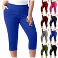 thumbnail image 1 of yillto Plus Size Womens Capris Leggings Casual Soft Stretchy Pants for Workout Gym Running Cropped Pant, 1 of 7