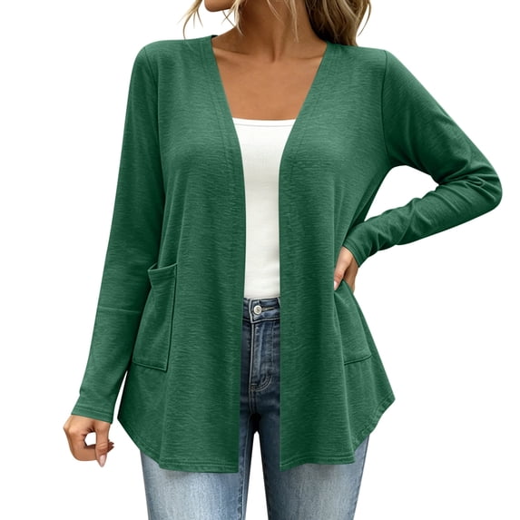 yillto Plus Size Womens Cardigan Open Front Lightweight Soft Comfy Long Sleeve Loose Coats with Pockets
