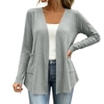 thumbnail image 1 of yillto Plus Size Womens Cardigan Open Front Lightweight Soft Comfy Long Sleeve Loose Coats with Pockets, 1 of 7