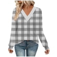 thumbnail image 1 of yillto Plus Size Womens Tops Long Sleeve Shirts V Neck Blouses Fall Fashion Pullover Tee Tunics Tops, 1 of 7
