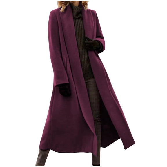yillto Plus Size Coat for Women Long Trench Coat Open Front Maxi Length Fall Winter Warm Jackets