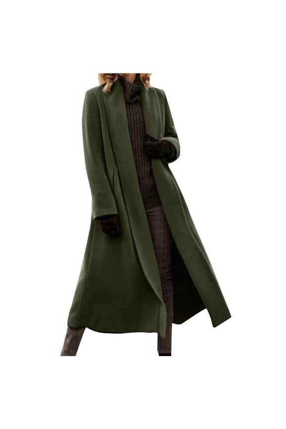 Plus Size Coat for Women Long Trench Coat Open Front Maxi Length Fall Winter Warm Jackets