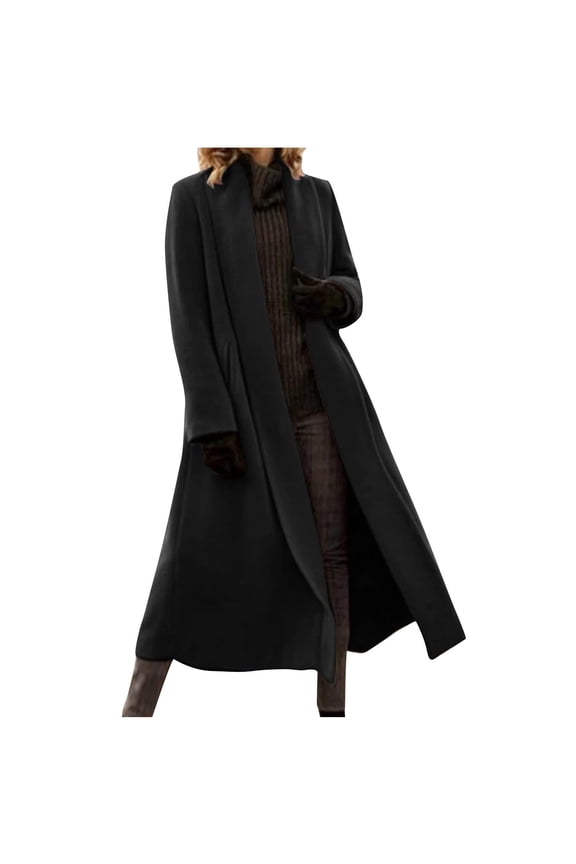 Plus Size Coat for Women Long Trench Coat Open Front Maxi Length Fall Winter Warm Jackets