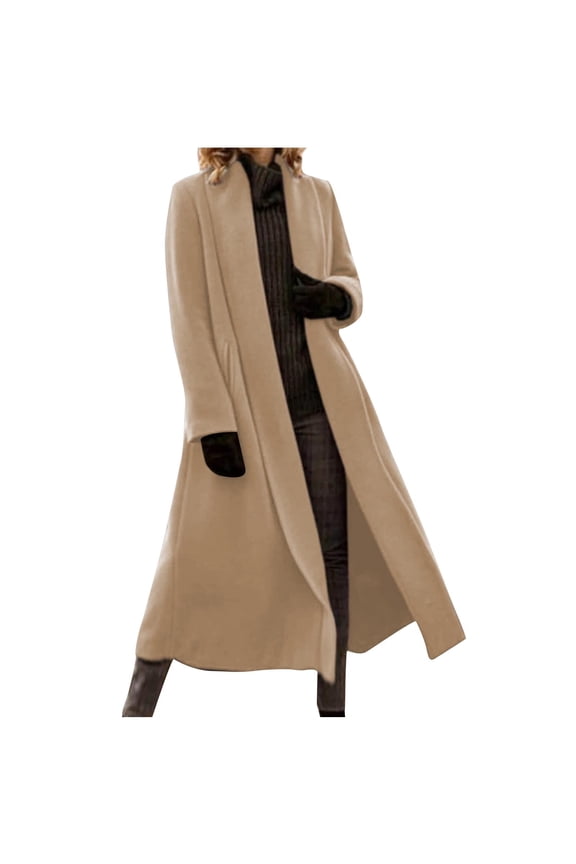 Plus Size Coat for Women Long Trench Coat Open Front Maxi Length Fall Winter Warm Jackets
