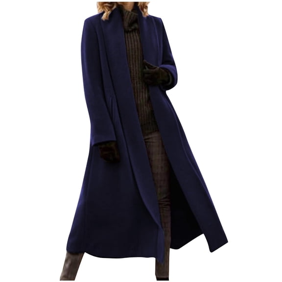 yillto Plus Size Coat for Women Long Trench Coat Open Front Maxi Length Fall Winter Warm Jackets