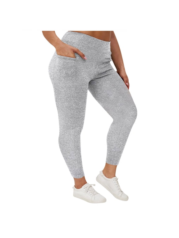 Plus Size Yoga Pant for Womens High Waist Leggings Thermal Fleece Lined Pants with Pockets