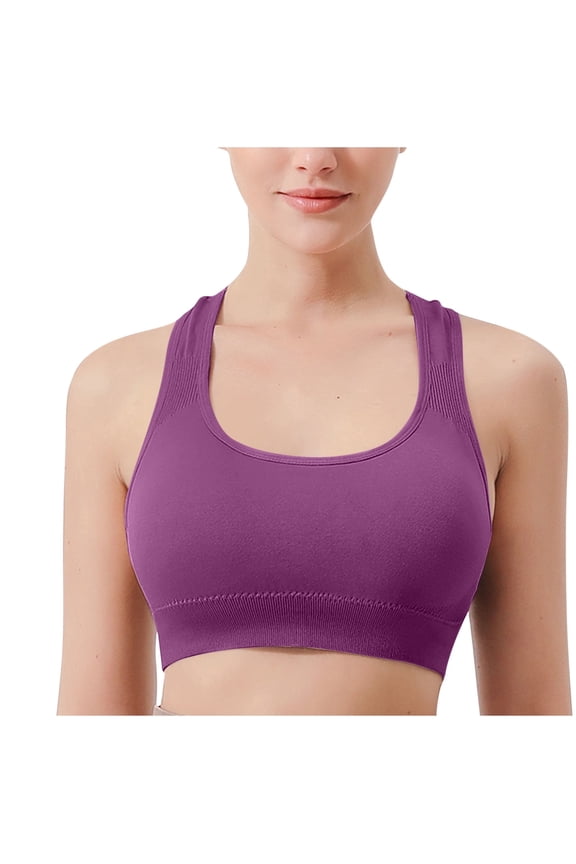 Racerback Sports Bras for Women's Padded Crop Workout Tank Top Running Gym Supportive Bra