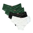 thumbnail image 1 of yillto S-5XL Women Plus Size Thongs Panties Ladies High Waisted Lace Breathable Thong Underwear 4 Pack, 1 of 6