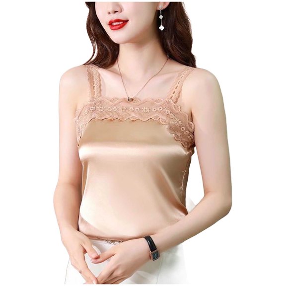 yillto Satin Tank Tops for Womens Silky Blouse Sleeveless Pullover Business Dressy Shirts Summer Work Office Tanks