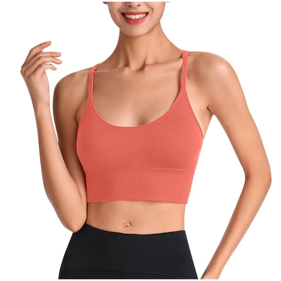 yillto Seamless Racerback Sports Bra for Women Ribbed Camisoles No Underwire Yoga Bras Crop Tank Tops