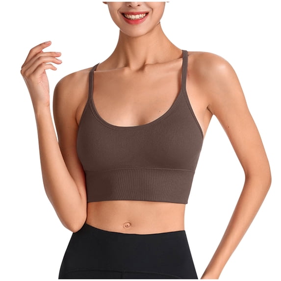 yillto Seamless Racerback Sports Bra for Women Ribbed Camisoles No Underwire Yoga Bras Crop Tank Tops