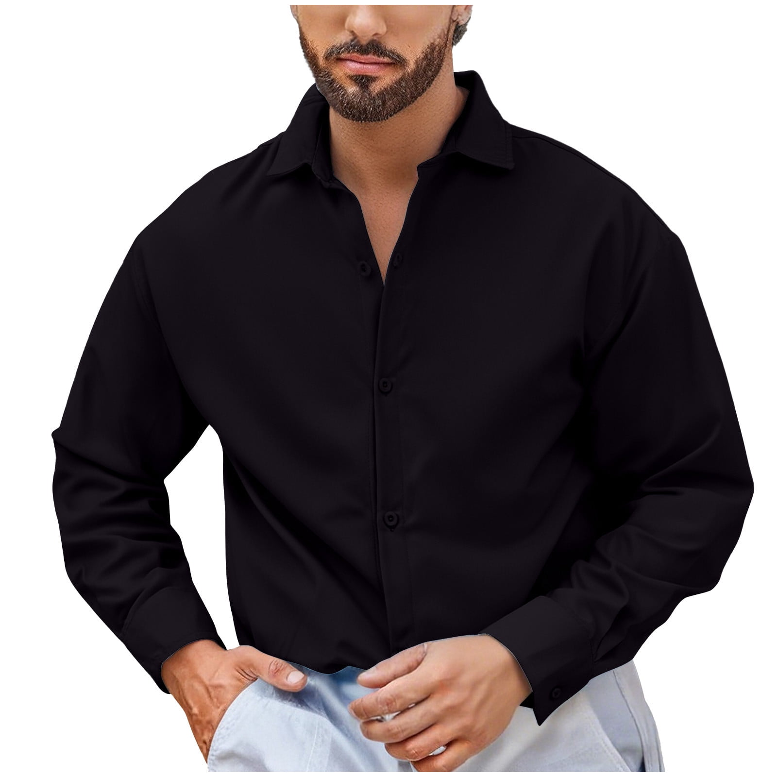 yillto Shirts for Mens Long Sleeve Dress Shirt Business Casual Button down Solid Color Formal Tops