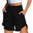 thumbnail image 1 of yillto Shorts for Women Summer Beach Vacation Clothes High Elastic Waist Ruffle Shorts with Pockets, 1 of 7