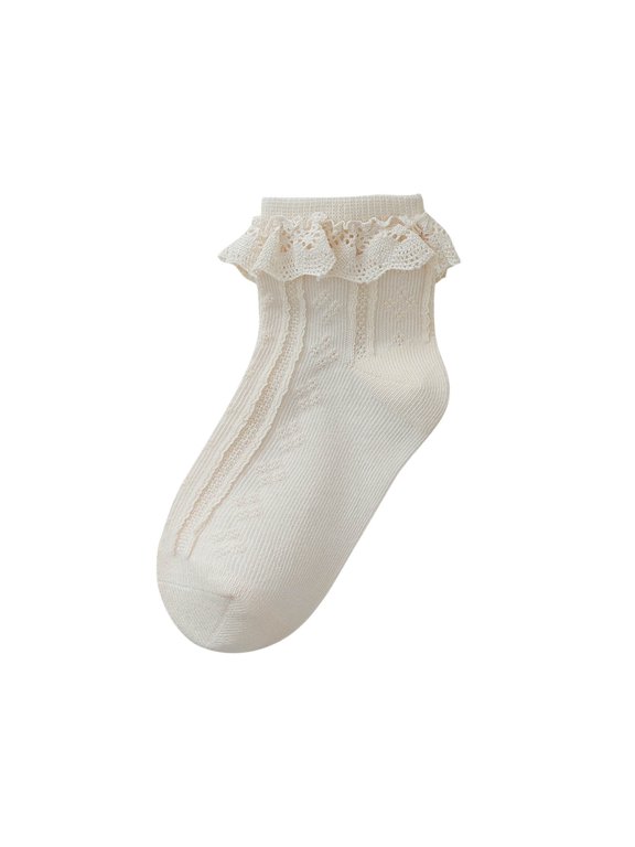 Socks for Girls Lace Ruffle Hem Trim Cotton Crew Ankle Socks Elegant Fashion Kids Toddler Dress Sock