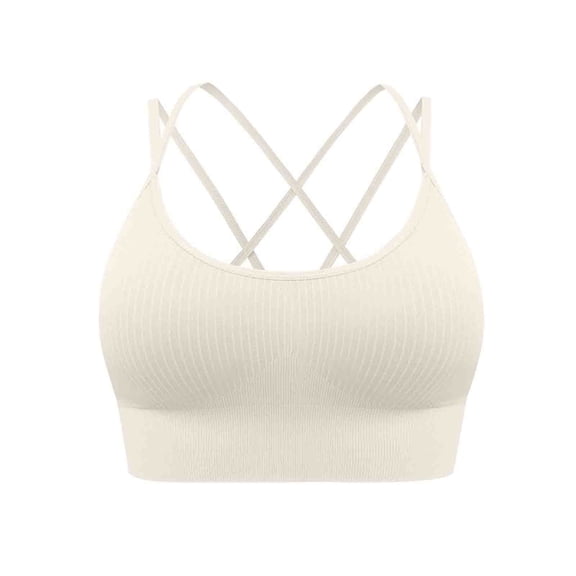 yillto Strappy Sports Bra for Women Support Yoga Workout Bras Seamless Comfortable Tank Top S-XXL