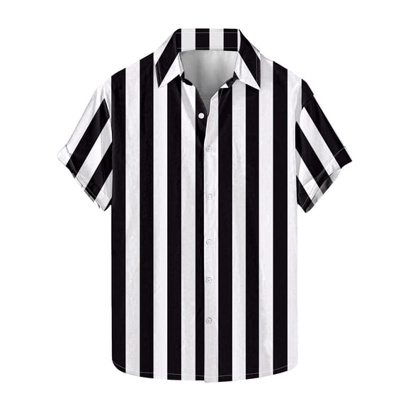 yillto Striped Shirts for Mens Short Sleeve Button down Loose Lightweight Causal Beach Dressy Tshirts