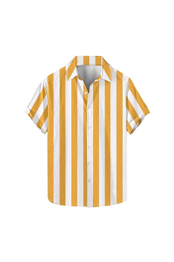 Striped Shirts for Mens Short Sleeve Button down Loose Lightweight Casual Beach Dressy Tshirts
